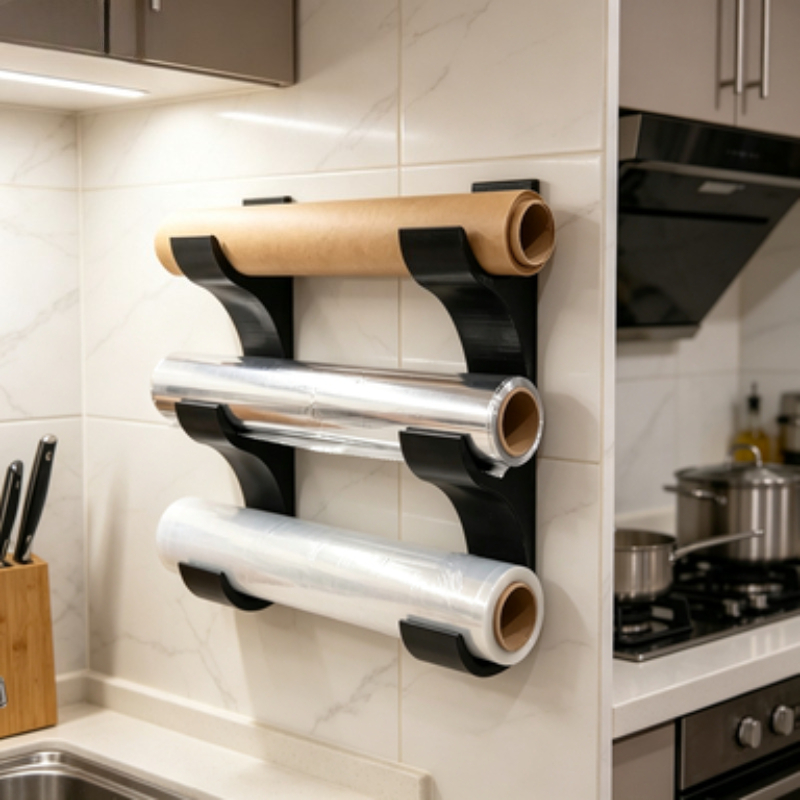 Kitchen Baking Sheet Organizer - Portarotoli da Parete a Tre Strati