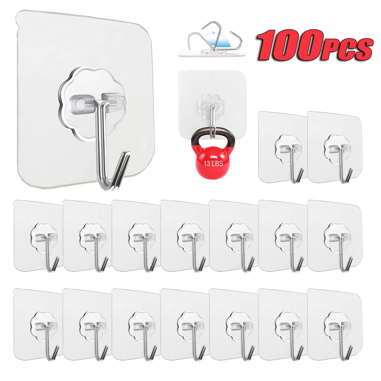 Kitchen Baking Gifts - Ganci autoadesivi in acciaio inox trasparenti