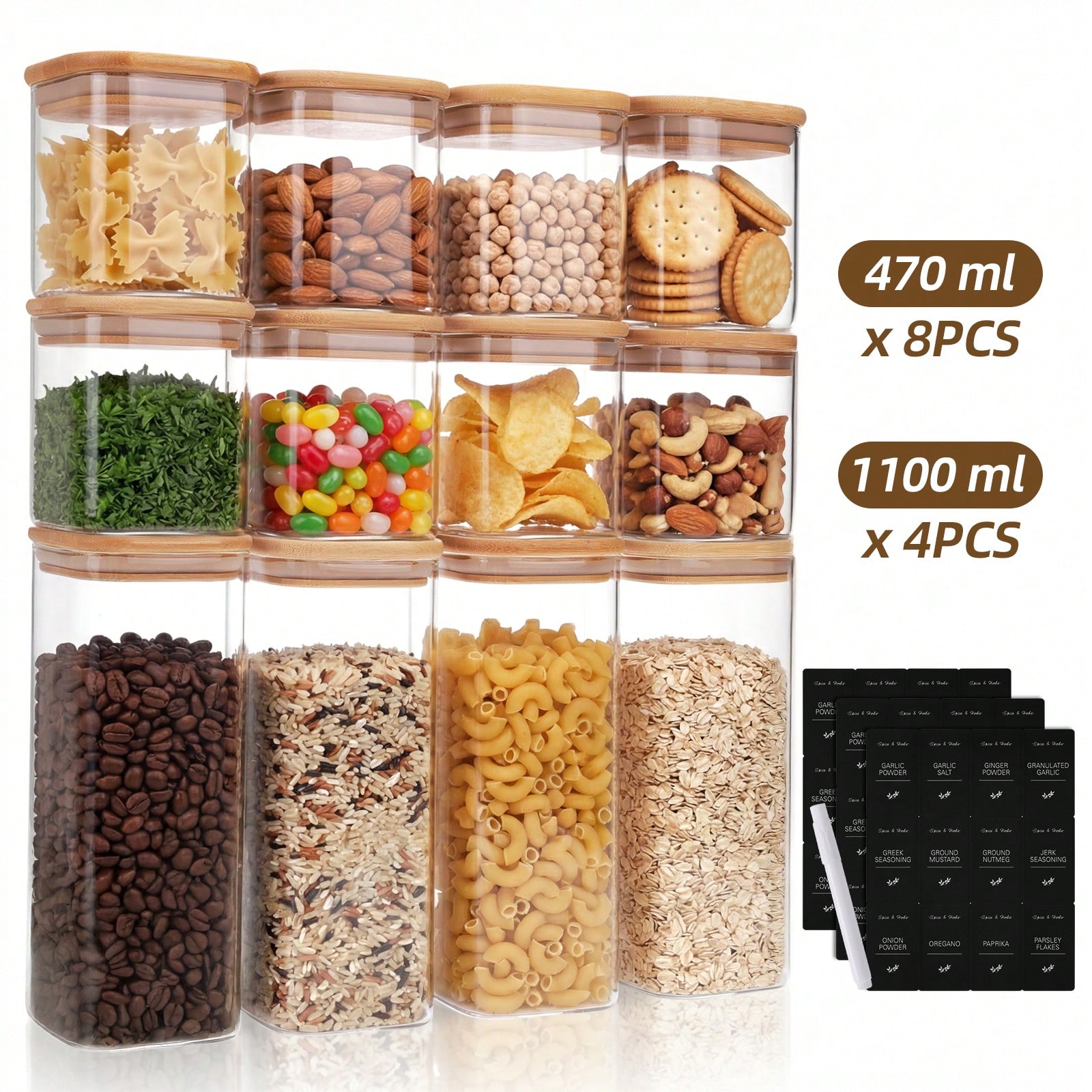 Kitchen Baking Organization - Tomnk 12 Contenitori in Vetro per