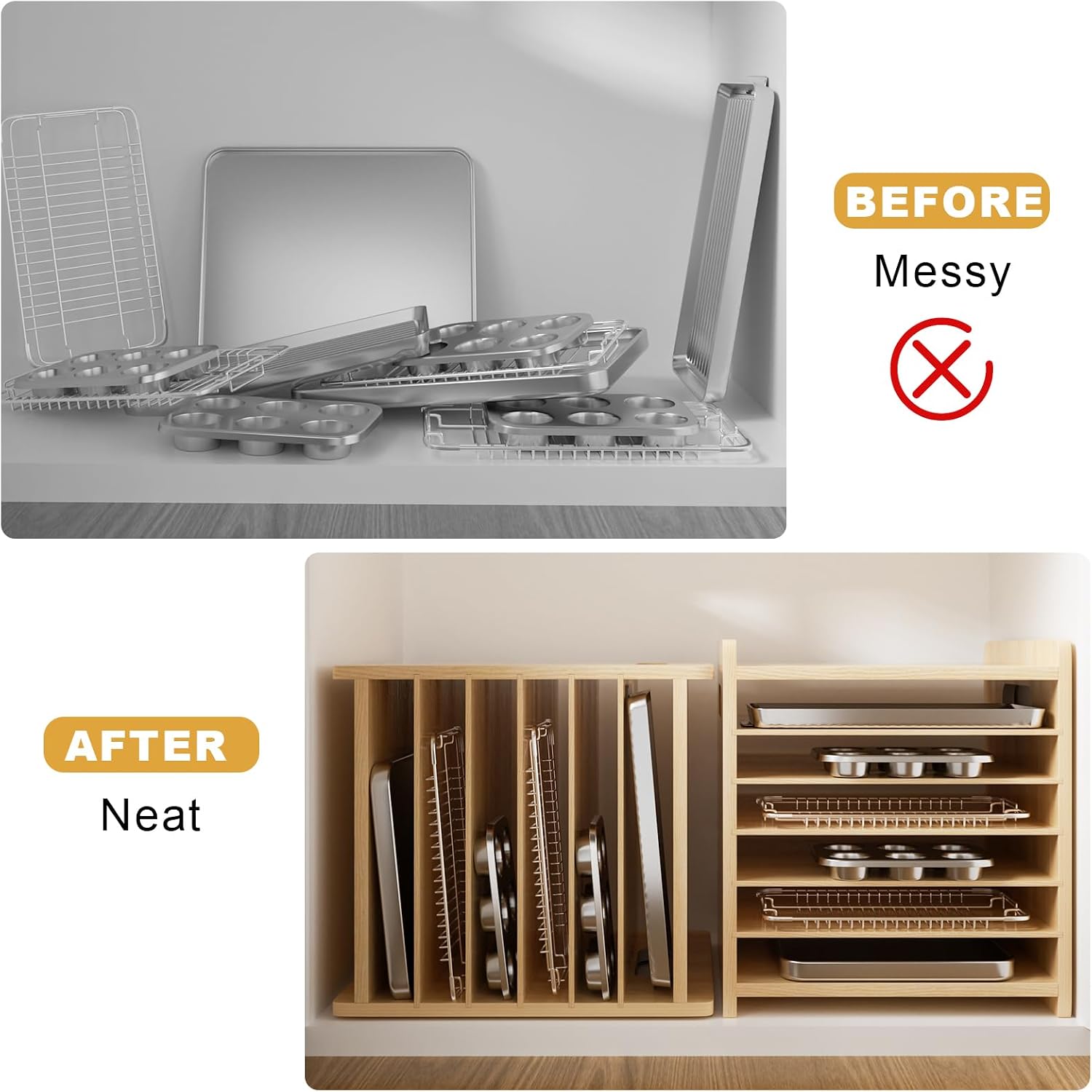 Organizzatore Divisorio in Leg - Kitchen Baking Sheet Organizer recensione e prezzo
